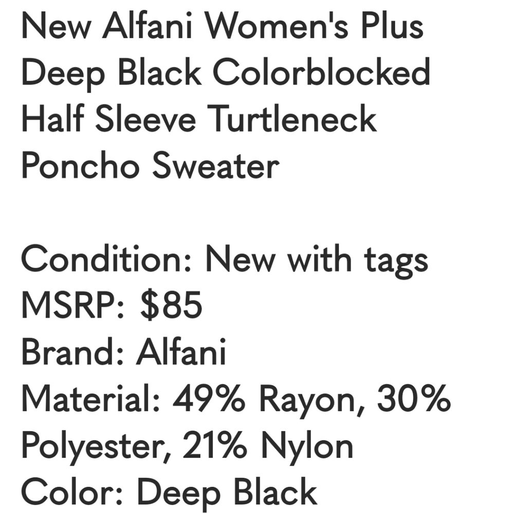 Alfani,  Half Sleeve Turtleneck Poncho … - Picture 6 of 7